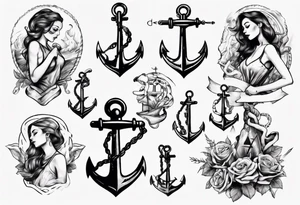 Woman holding onto an anchor tattoo idea