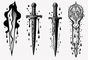 Dagger falling in a puddle tattoo idea