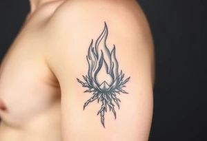 flame in a heavy roots sphere tattoo idea