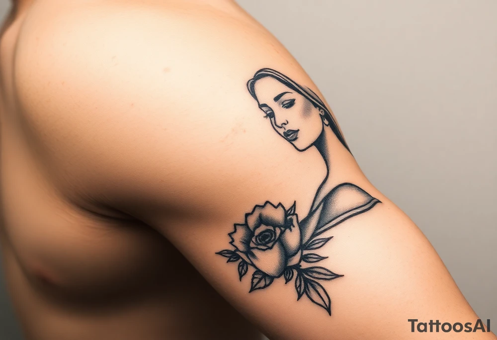 A softly shaded vintage-style illustration of a bride, with sepia tones for an old-world charm tattoo idea