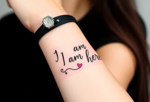 Breast cancer I am here tattoo idea