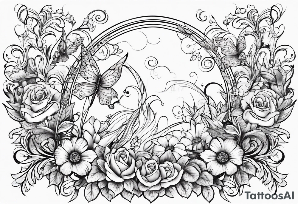 Flowers and fairies tattoo idea