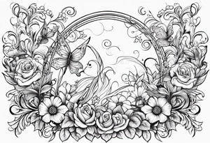 Flowers and fairies tattoo idea