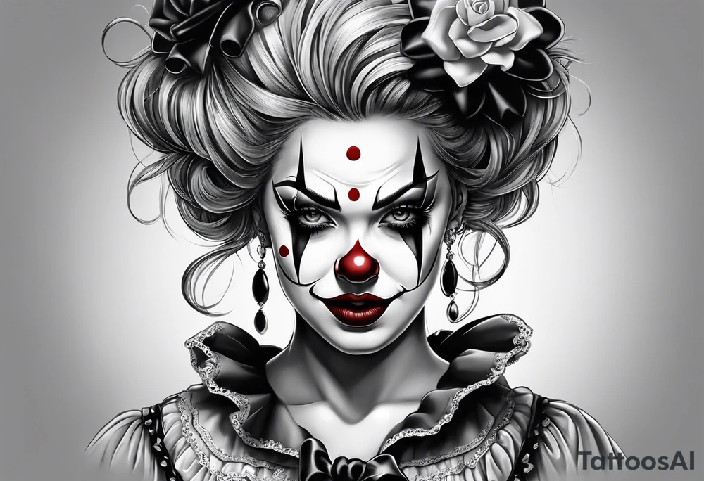 Girl clown sad face tattoo idea
