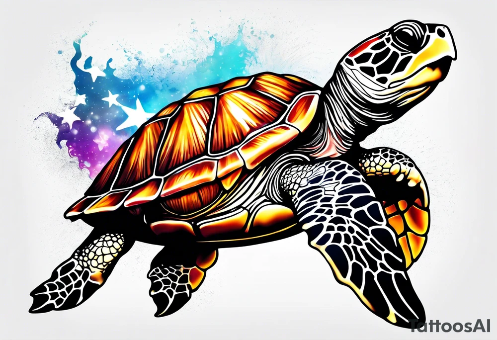 beachy seashell sea turtle tattoo idea