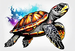 beachy seashell sea turtle tattoo idea