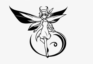 A fairy with a tail that is the fairy in the Fairy Tail anime guild logo tattoo idea