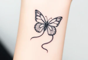 ethereal butterfly with flowing silk ribbons in moonlight tattoo idea