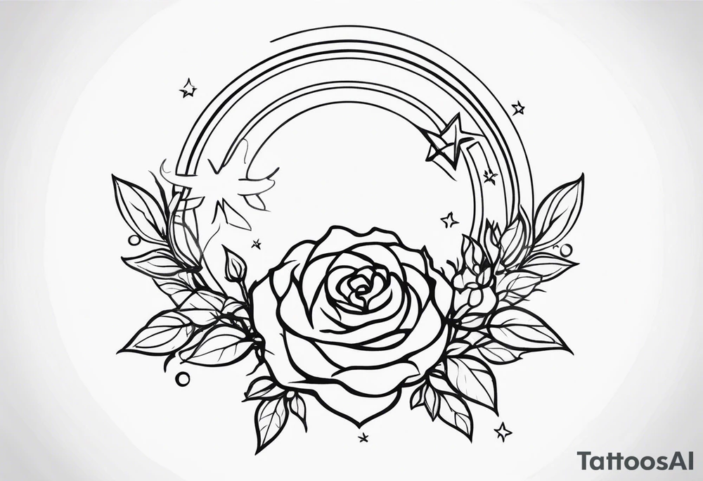 "Design a meaningful tattoo for my daughter Mia, born on June 28, 2011. Incorporate her name 'Mia' with symbols of love, such as a heart or infinity sign. Include elements representing her birthday, like a moon and stars for June (Cancer zodiac sign), and a blooming flower, such as a rose or lily, to symbolize her growth and beauty." tattoo idea