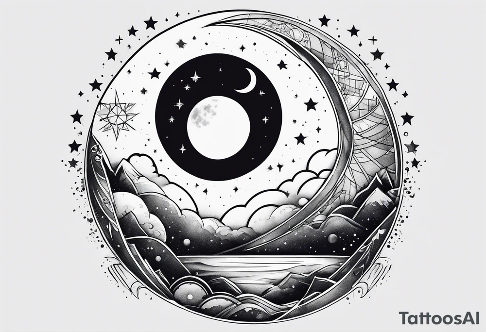 moon in space tattoo idea