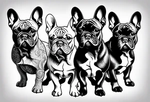 three French bulldogs tattoo idea