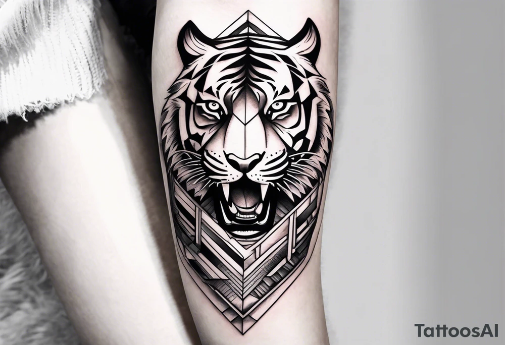 woman inside tiger mouth inner forearm tatoo tattoo idea