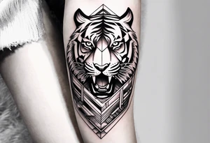 woman inside tiger mouth inner forearm tatoo tattoo idea