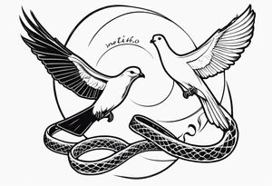 A Snake and a dove with “Matthew 10:16” included tattoo idea