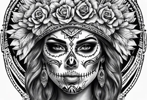 mexican style woman skull tattoo total body tattoo idea