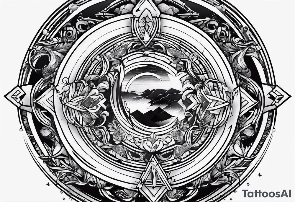 messy lines trash circcle logo tattoo idea