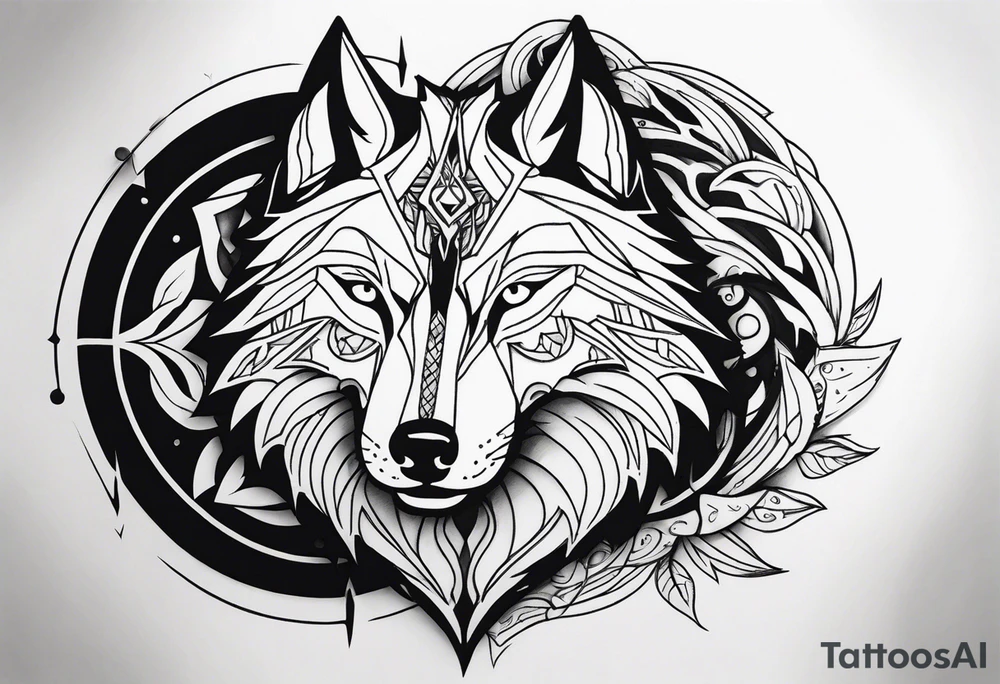 Powerful wolf tattoo idea