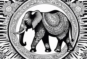 a elephant and a sun tattoo idea