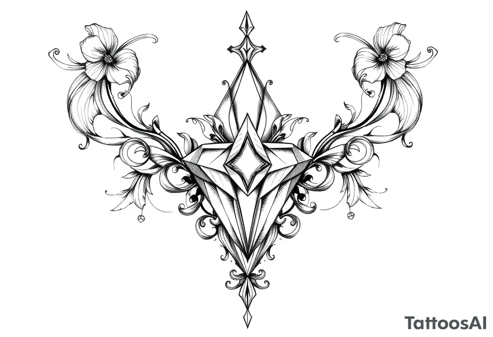 Pubic crown diamond vagina and anus tattoo idea