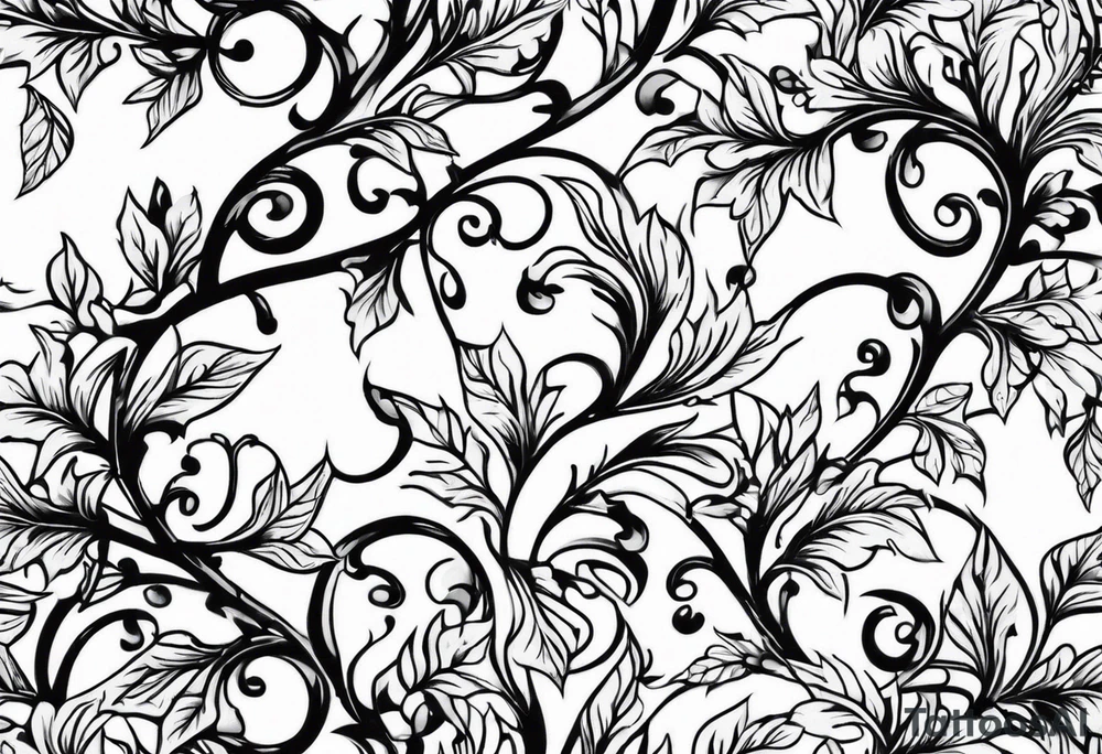 Leafy vines with chain tattoo idea