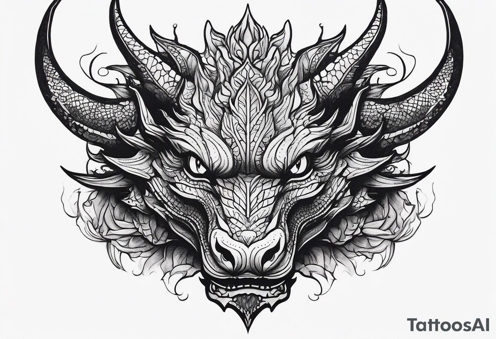 Dragon head facing front tattoo idea