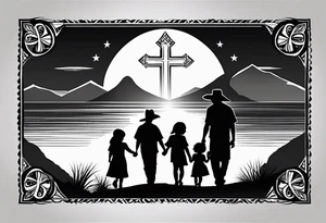 Pacific Northwest
Mexican American inspiration. Silhouette of Family of four. Add faith and God, Crosses tattoo idea