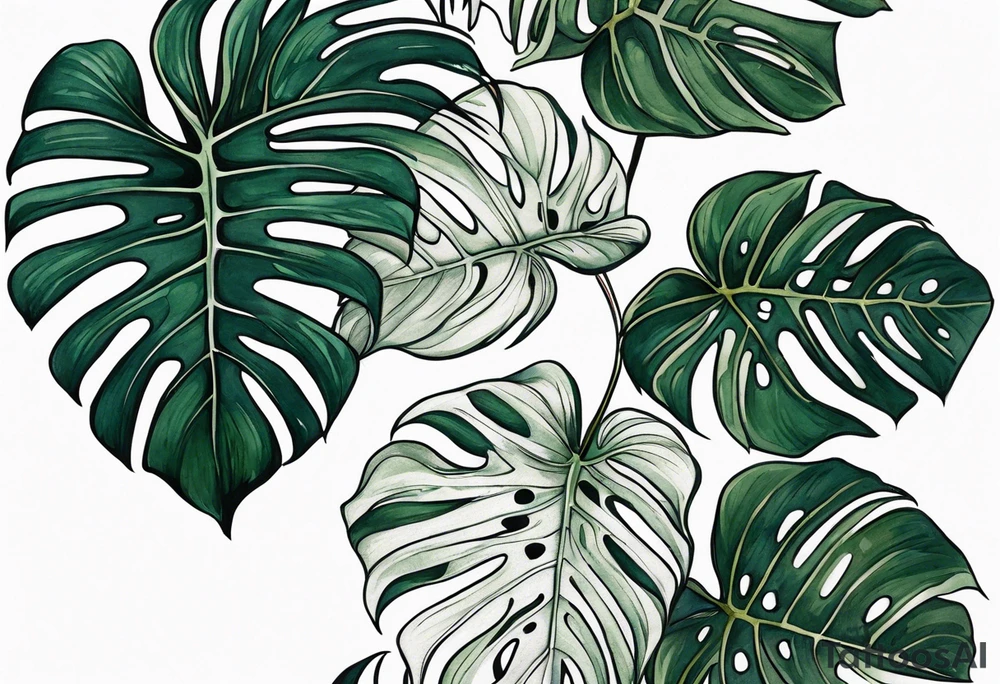 a group of monstera leaves tattoo idea