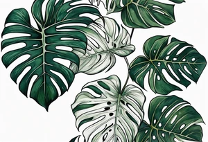 a group of monstera leaves tattoo idea