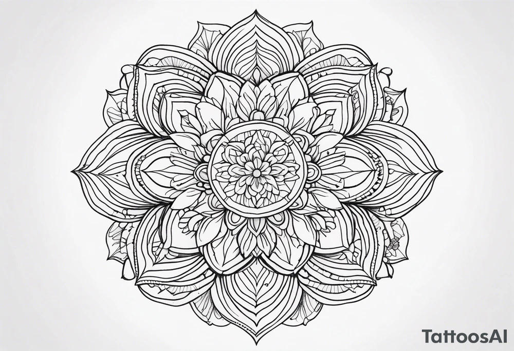 mandala design fine line whimsical floral tattoo idea