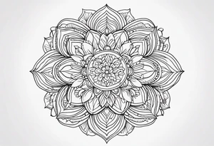 mandala design fine line whimsical floral tattoo idea