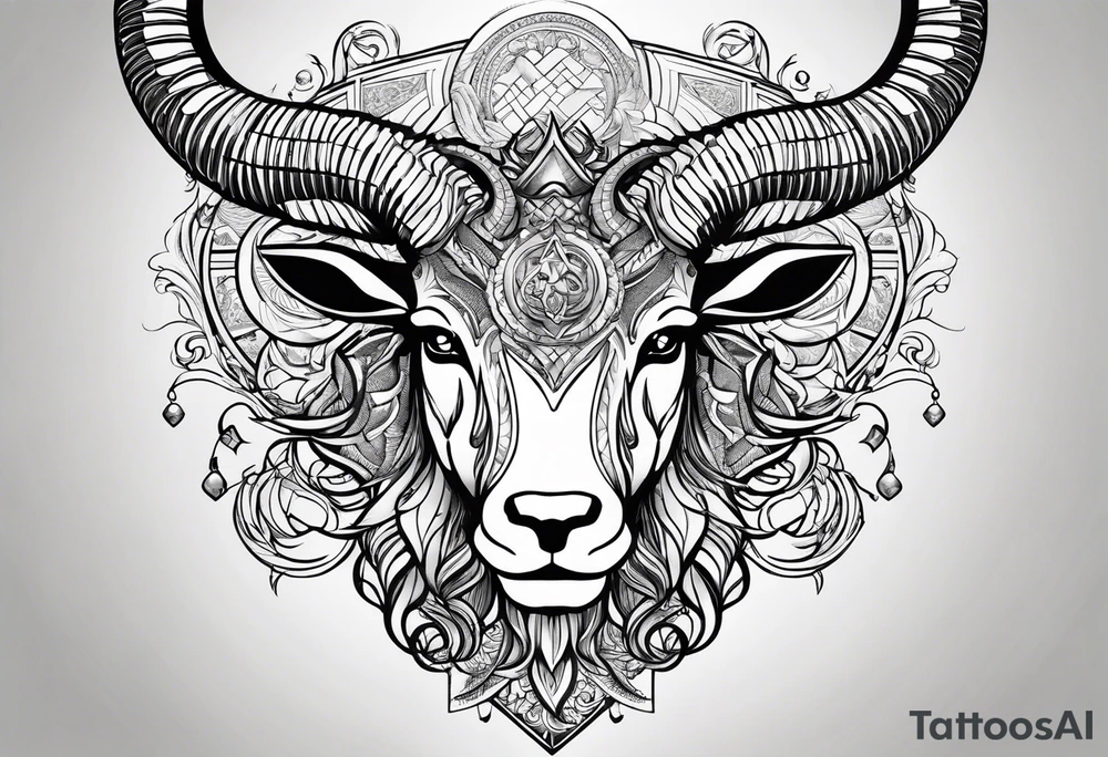 stoic philosophy tattoo with elements of a capricorn tattoo idea