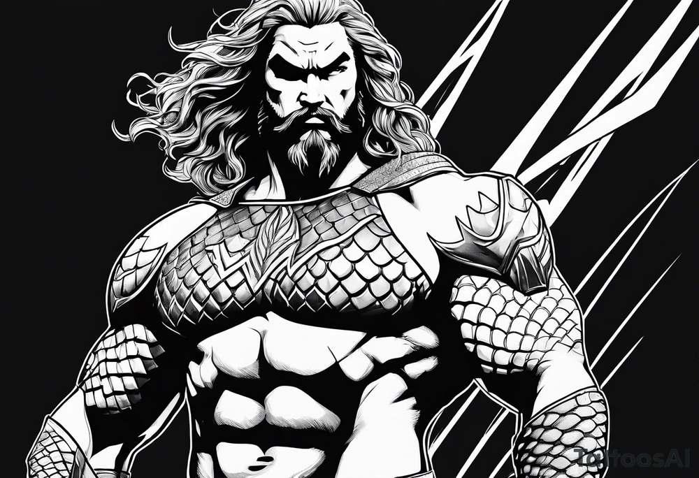 aquaman superhero with trident tattoo idea
