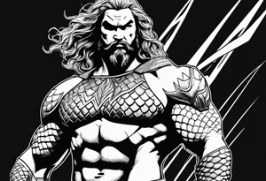 aquaman superhero with trident tattoo idea