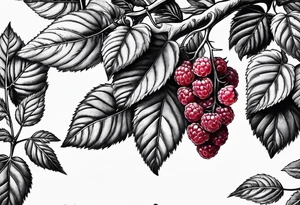 a long raspberry branch that is hanging upside down tattoo idea