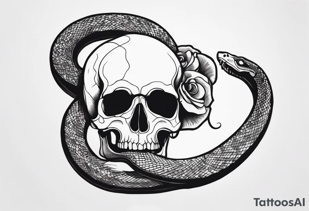 A snake wrapped around a skull tattoo idea