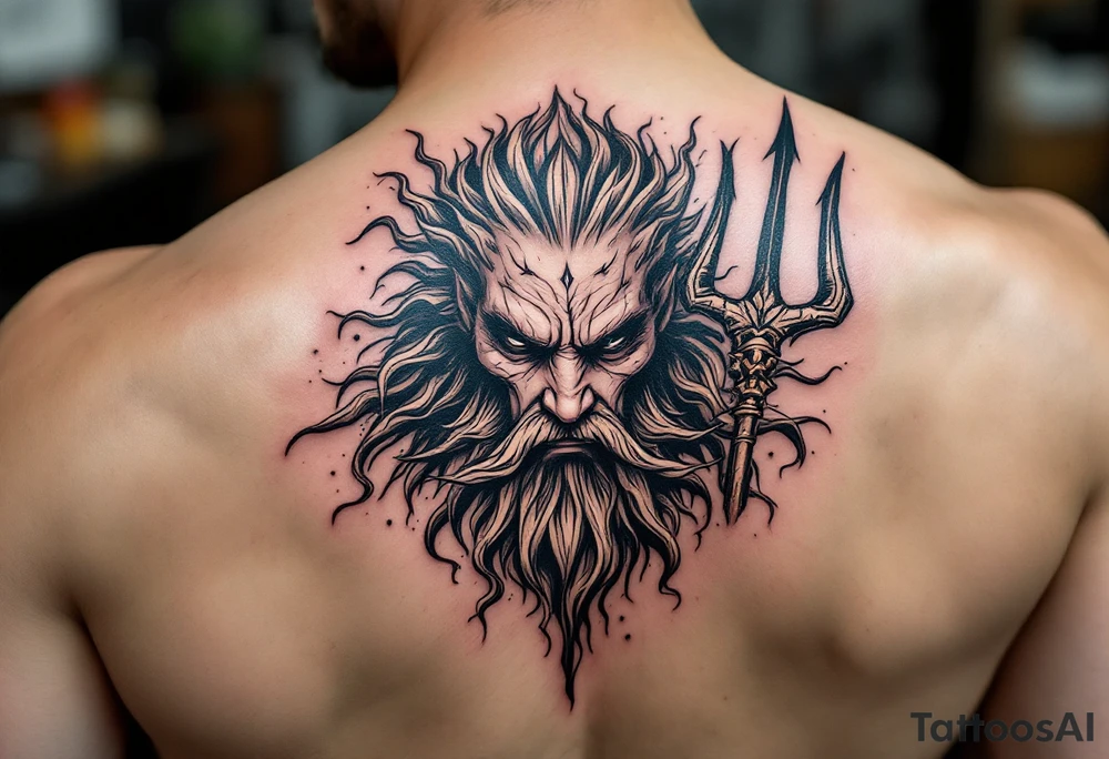 poseidon with trident tattoo idea