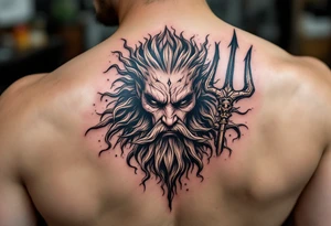 poseidon with trident tattoo idea