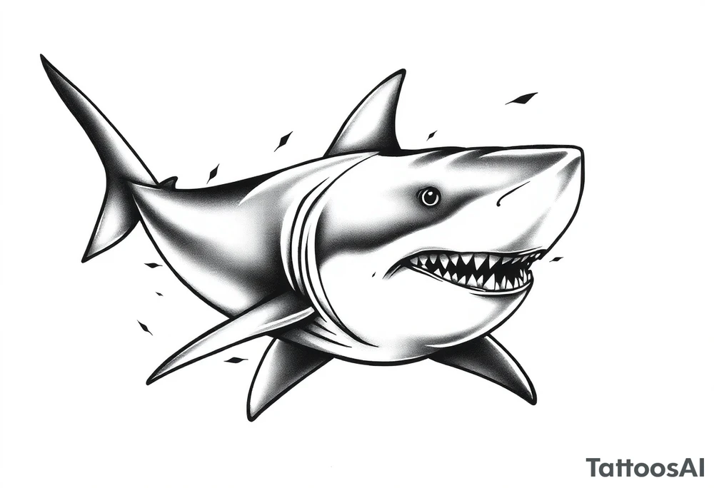great white shark flowing tattoo idea