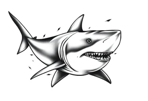 great white shark flowing tattoo idea