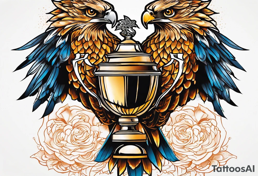 Hawk holding a trophy 2024 tattoo idea