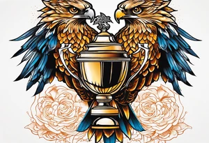 Hawk holding a trophy 2024 tattoo idea