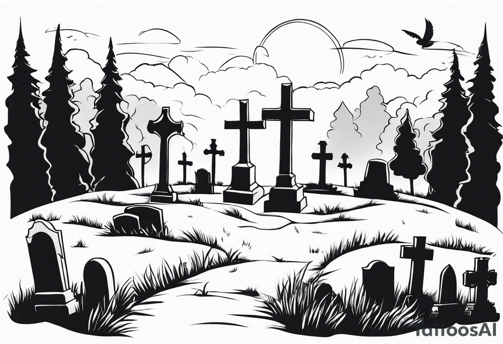 Graveyard Scene tattoo idea