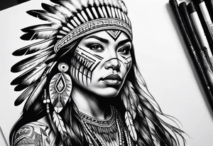 Native American woman tattoo idea
