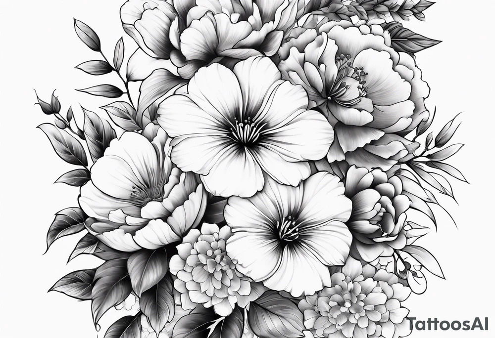 sleeve of Japanese flowers tattoo idea