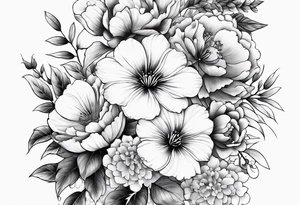 sleeve of Japanese flowers tattoo idea