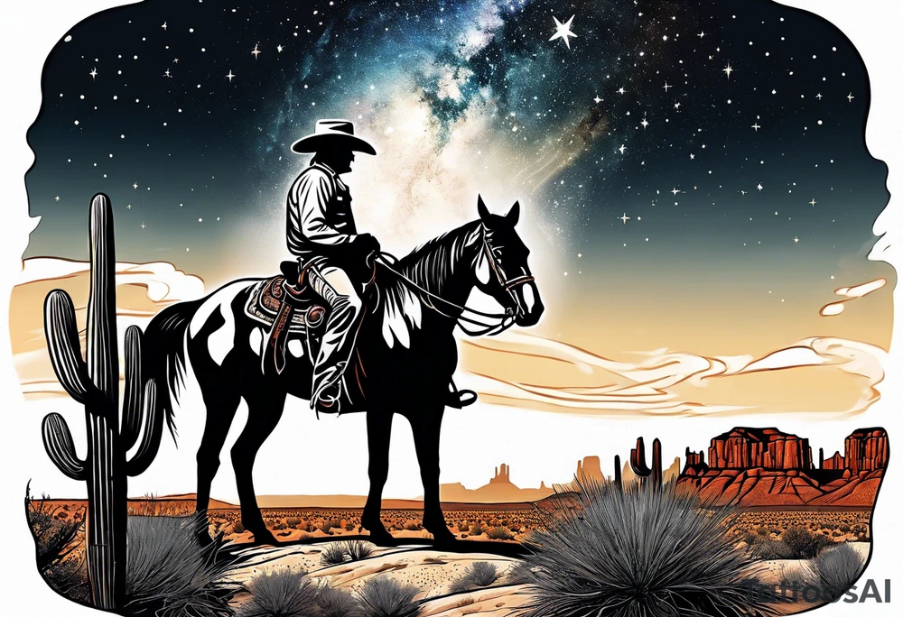 Cowboy standing in the Arizona desert with a galaxy sky tattoo idea