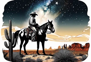 Cowboy standing in the Arizona desert with a galaxy sky tattoo idea