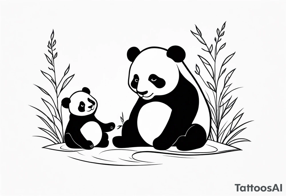 cute panda pair playing tattoo idea