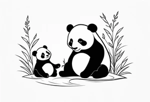 cute panda pair playing tattoo idea