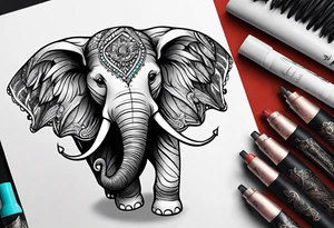 cute elephant with wings tattoo idea